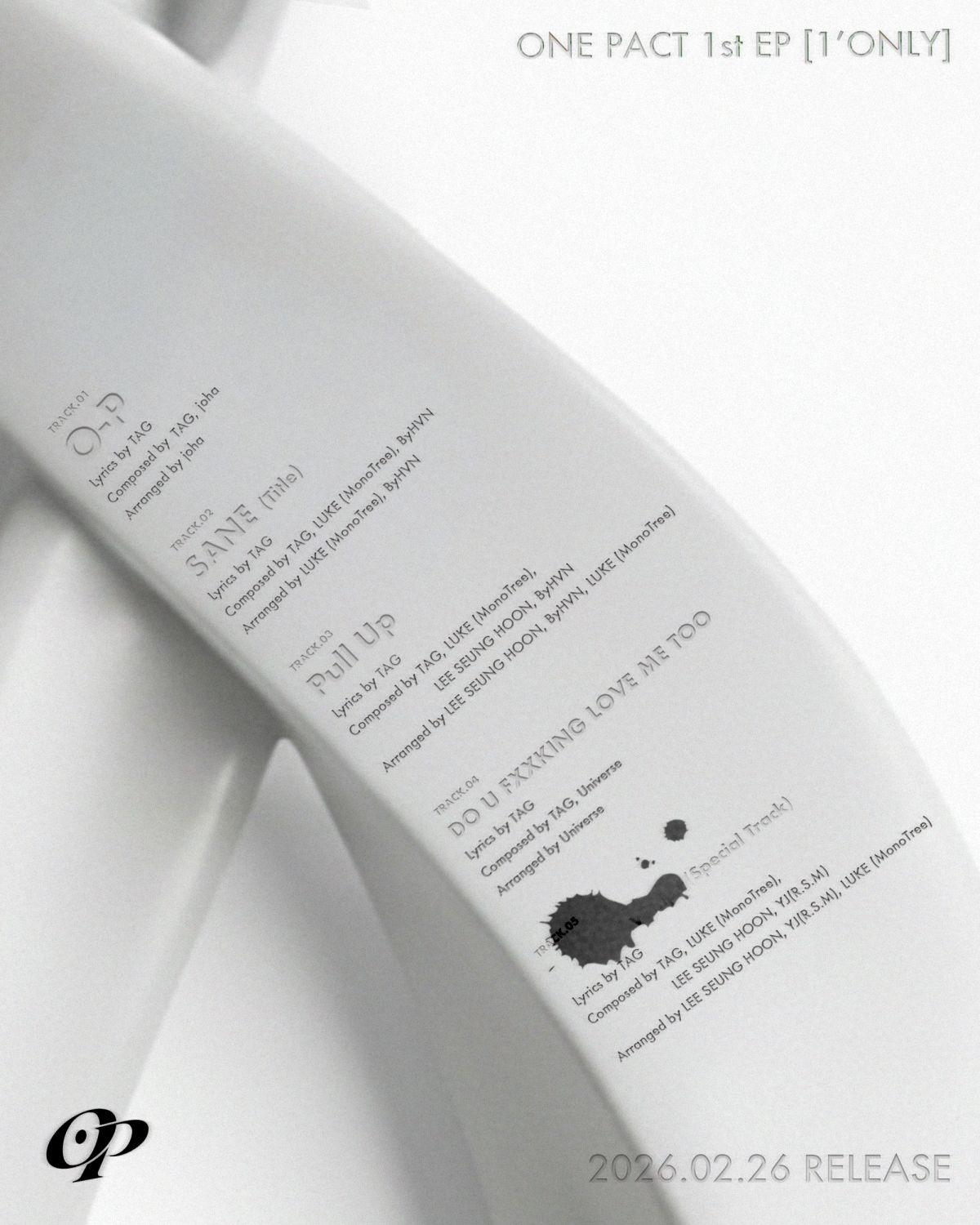 ONE PACT 1st EP [1'ONLY]　𝚃𝚛𝚊𝚌𝚔 𝙻𝚒𝚜𝚝公開！