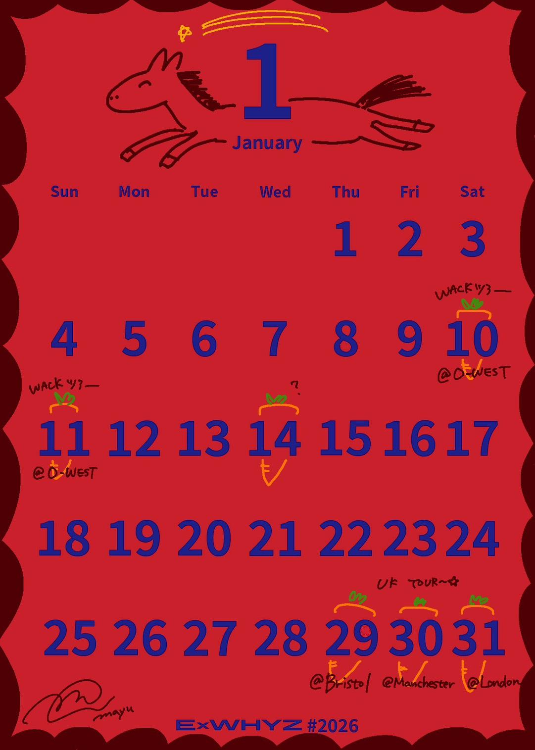 【ExWHYZ】FC会員限定 ExWHYZ calendar 2026.01