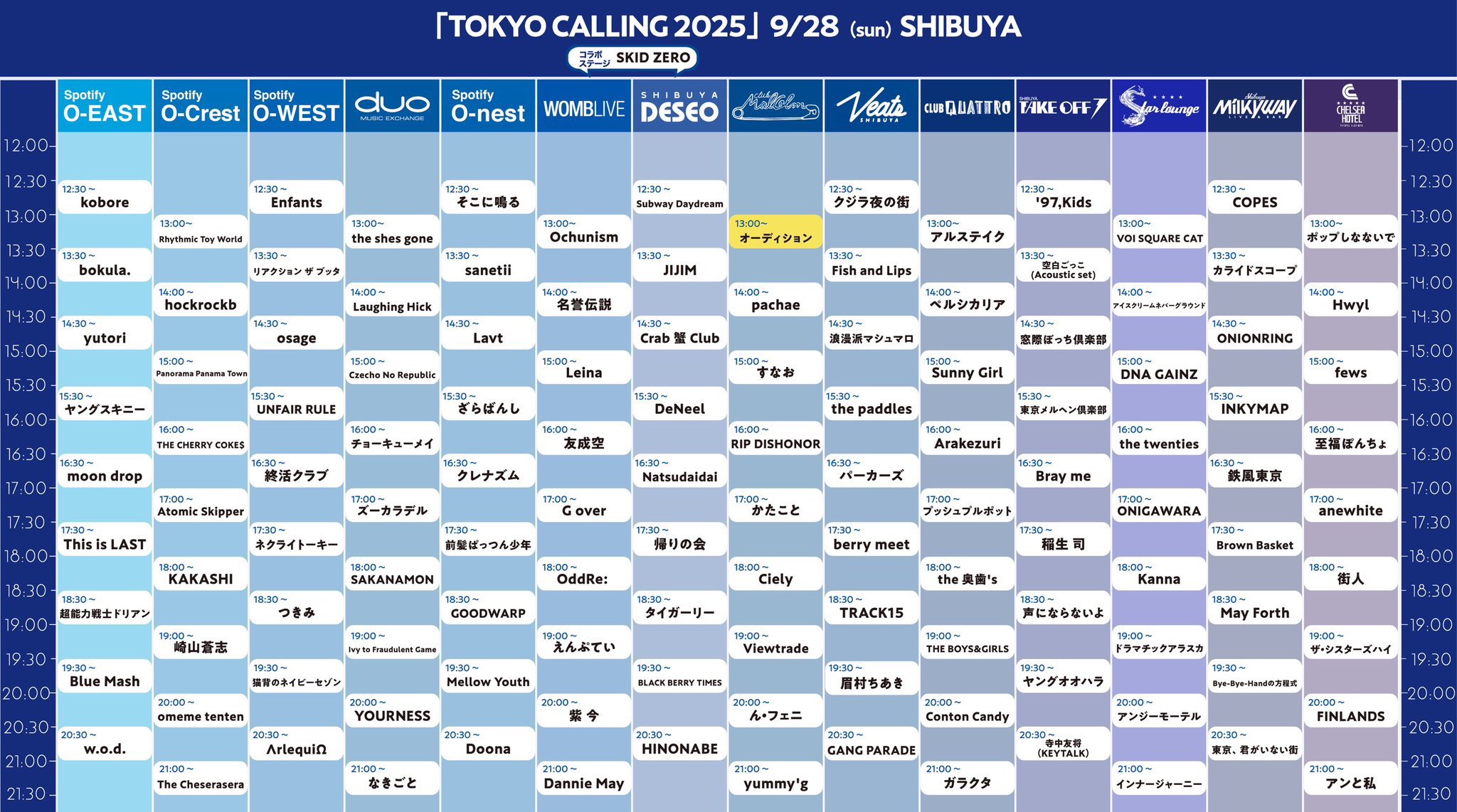 「TOKYO CALLING 2025」 -10th Anniversary-　タイムテーブル発表