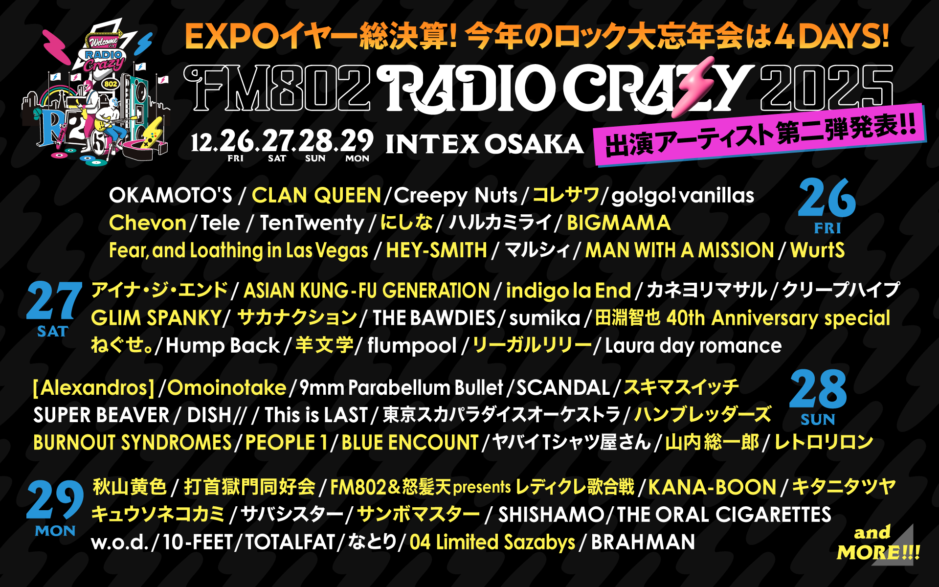 FM802 ROCK FESTIVAL RADIO CRAZY 2025 出演決定！