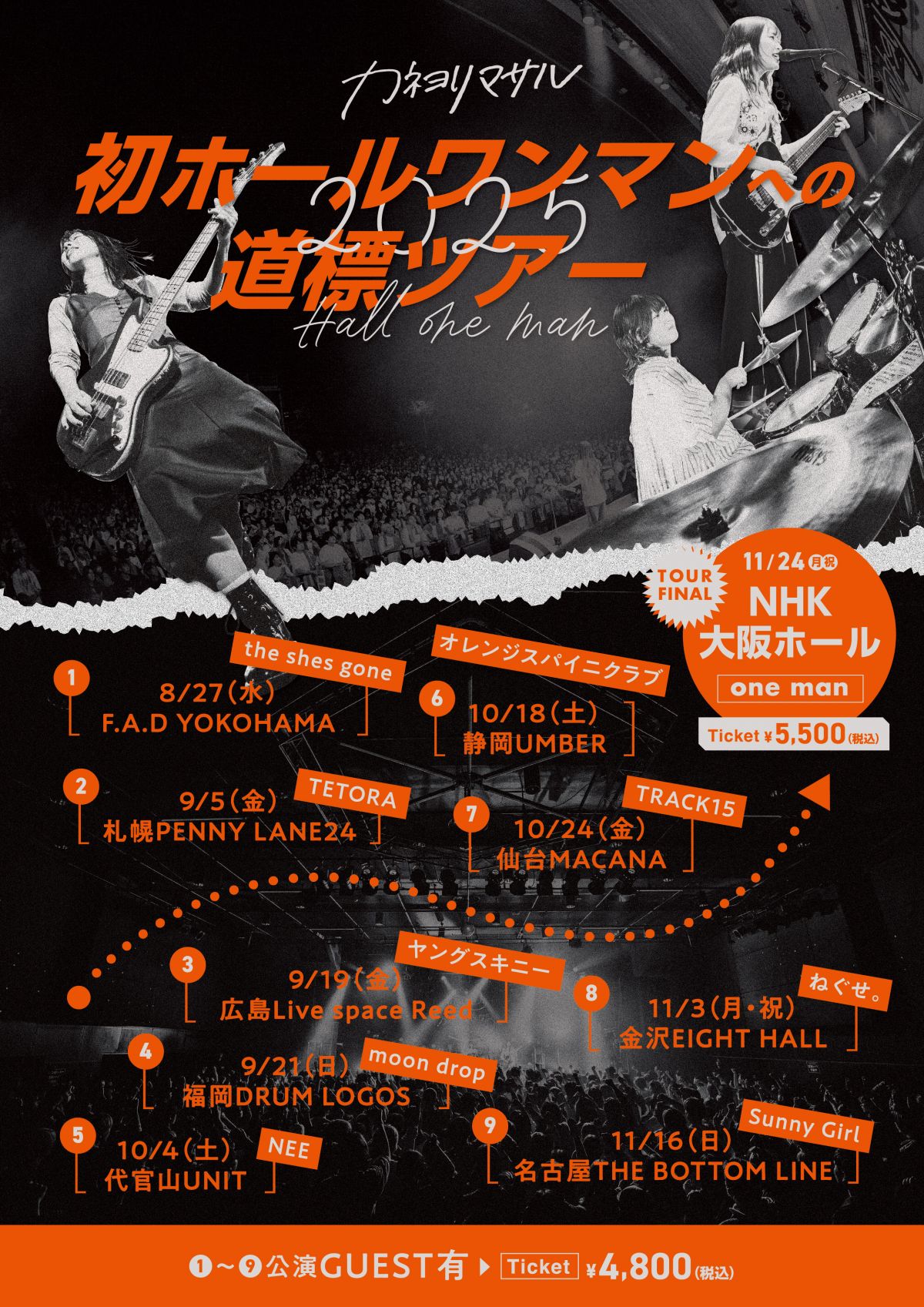 カネヨリマサル 初ホールワンマンへの道標ツアー 出演決定！